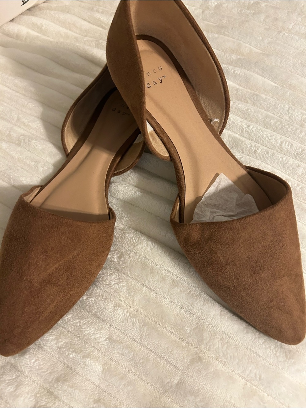 Brown Suede Pointed-Toe D'Orsay Flats - Unbranded - A new Day size 8 .5